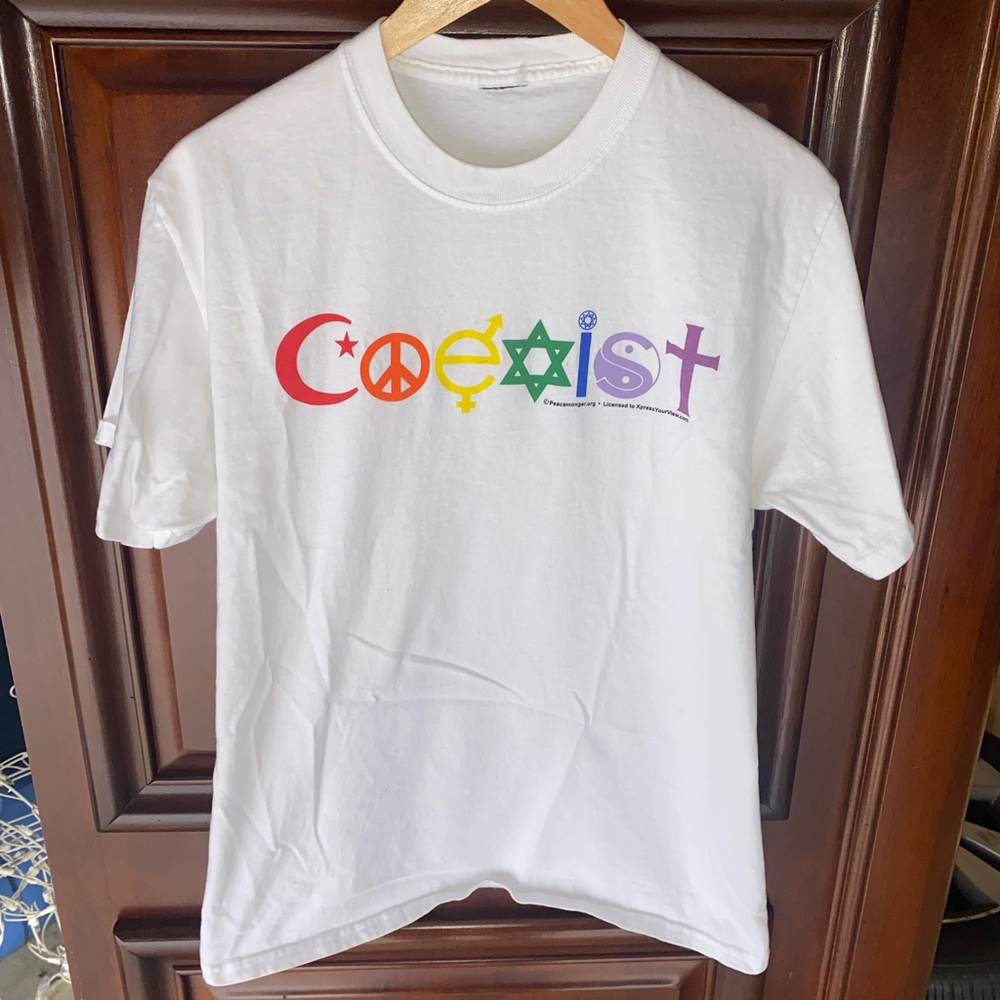 Coexist Peace and Love advocate graphic tee shirt